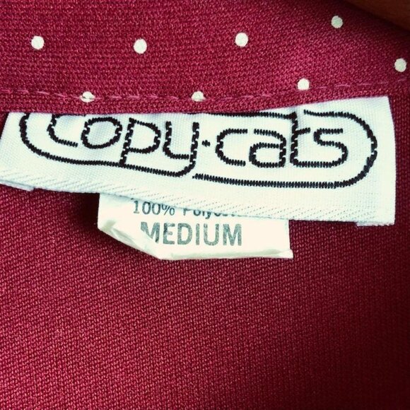 Vintage Copy Cats Womens Polka Dot Blouse Size Medium Detachable Jabot Red White - Picture 4 of 10